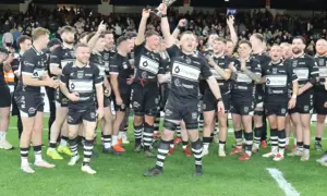 Bedwas RFC celebrating their Championship Cup win at the Principality Stadium
