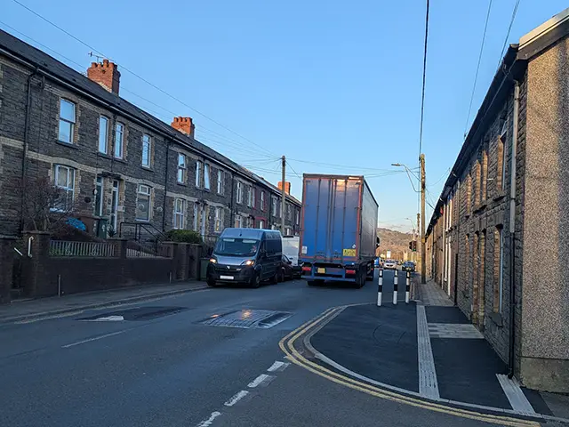 General view of a lorry travelling through Wattsville