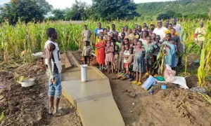 Karonga residents with their new water well