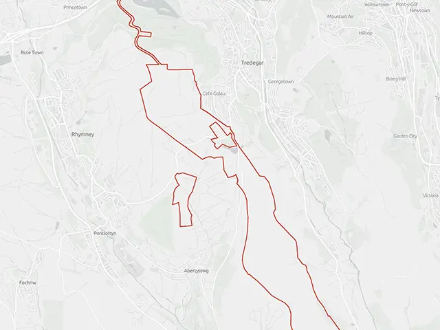 A map of where the wind turbine development at Mynydd Bedwellte would be