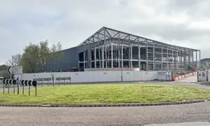 Progress on Caerphilly's new leisure centre, pictured on April 13, 2026