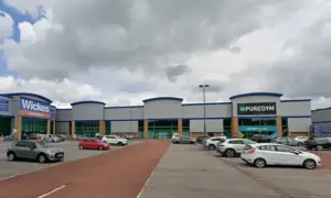 The site of the proposed Next store (next to Puregym) at the Gallagher Retail Park, Caerphilly, pictured in June 2025