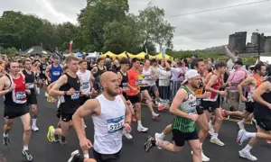 Runners at the start of the Caerphilly 10k