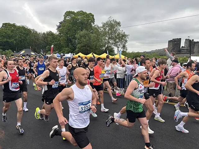 Runners at the start of the Caerphilly 10k