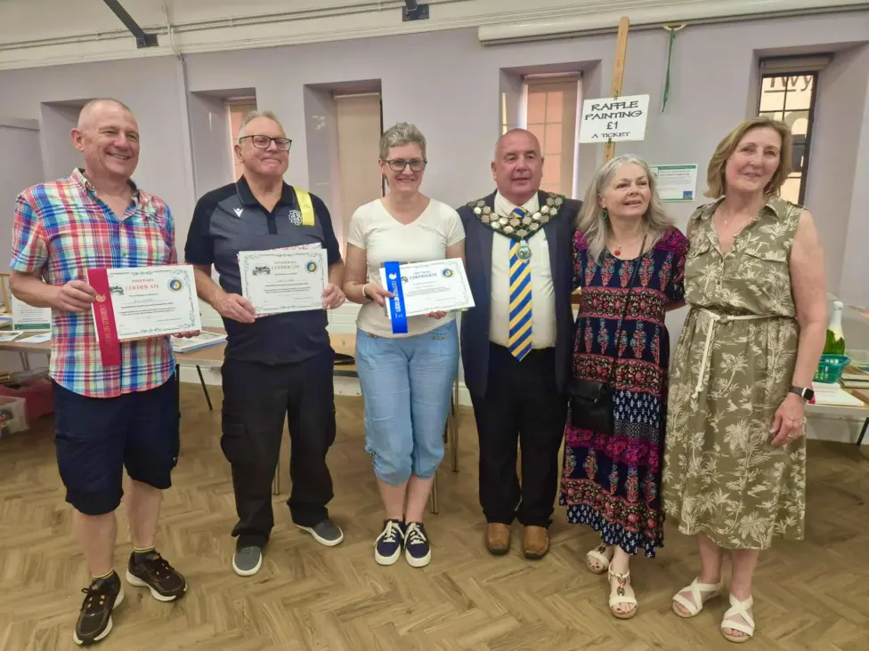 Mayor Mike Prew with competition winners