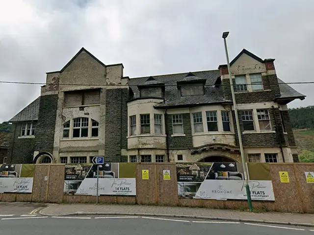 The former Pioneer Hotel in Cwmfelinfach, pictured in June 2025