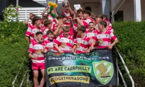 The Under-14s celebrate their tournament win
