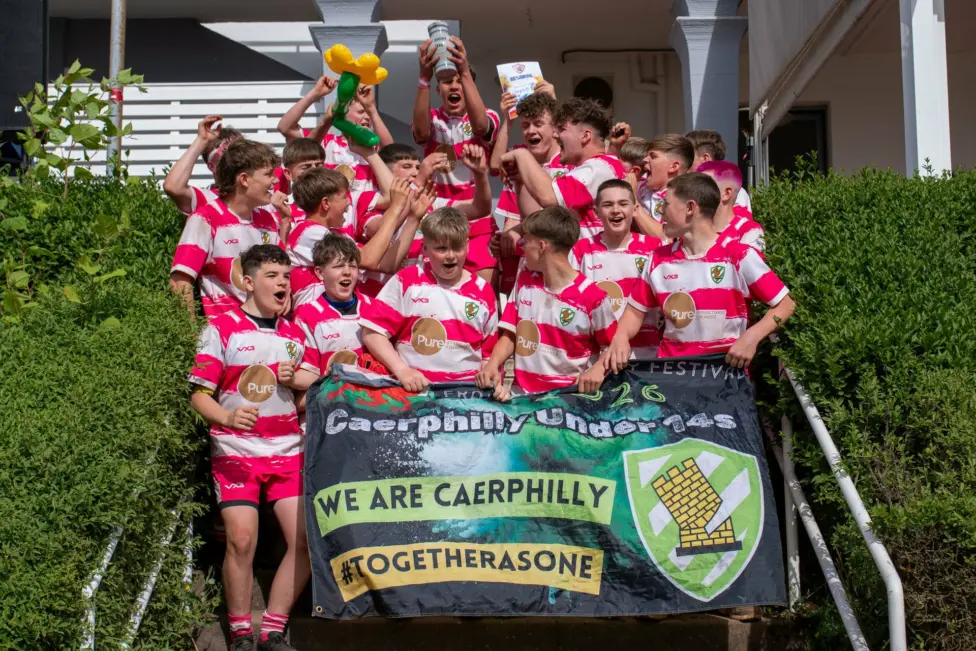 The Under-14s celebrate their tournament win