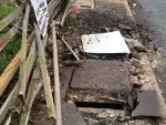 Damage to the pavement on Duffryn Road following the spill