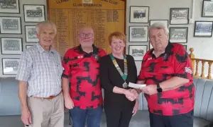 From left: Cllr Colin Mann, club secretary Leighton Young, Cllr Norma Cabble, and club chair Ken Henderson