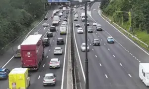 General view of M4 traffic at Newport