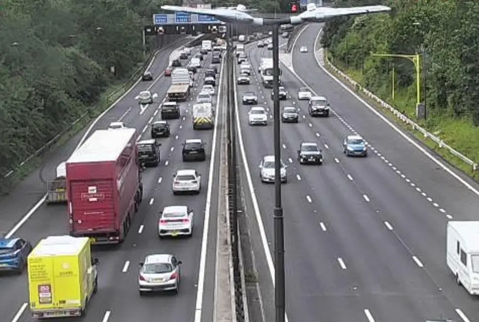 General view of M4 traffic at Newport