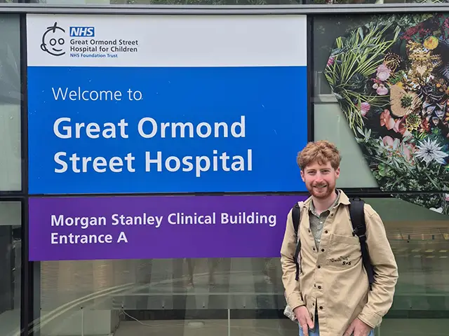 Rhys Evans, now aged 25, returned to Great Ormond Street Hospital