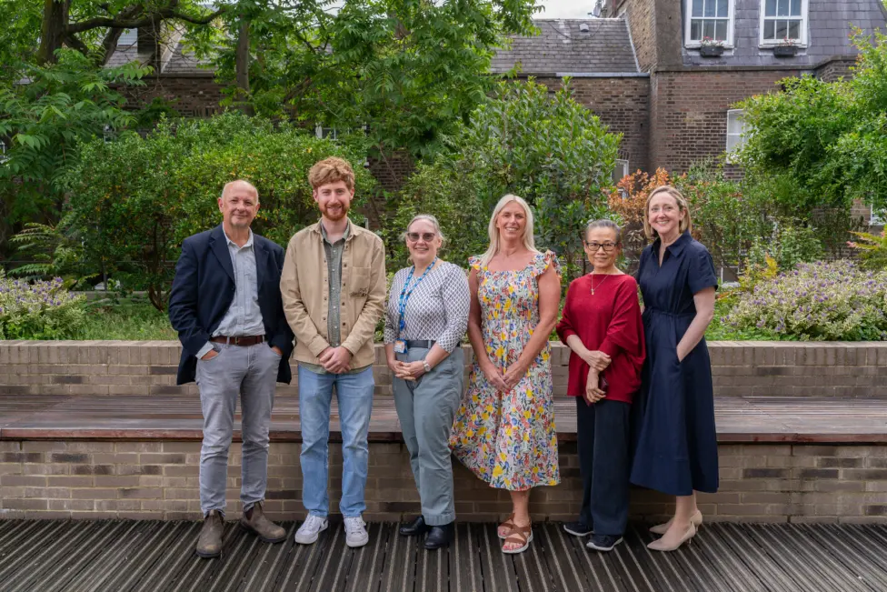 Rhys, second from left, with the clinicians at Great Ormond Street Hospital