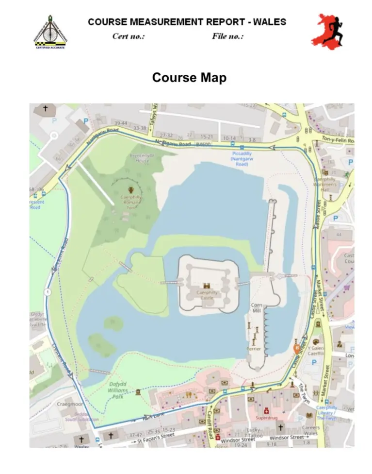 The Caerphilly 5k course map