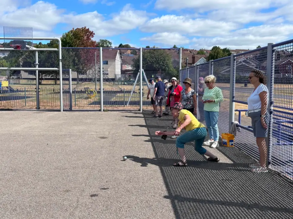 Hosts and visitors took part in a boules competition