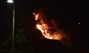 The wildfire in Senghenydd on Sunday night
